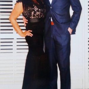 Black lace trumpet gown